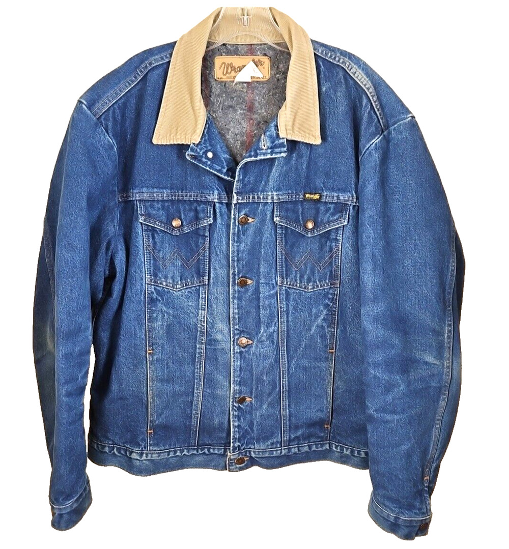 Wrangler Denim Jean Trucker Jacket Blanket Lined Western Mens 44/L